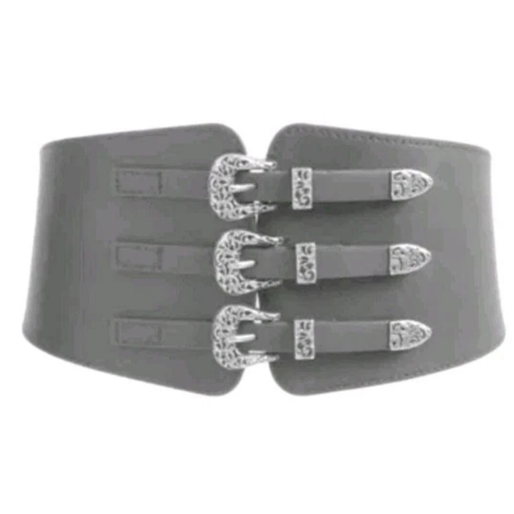 BP Western Triple Buckled Waist Cincher Hip Belt Black S/M Witchy Gothic Nwt